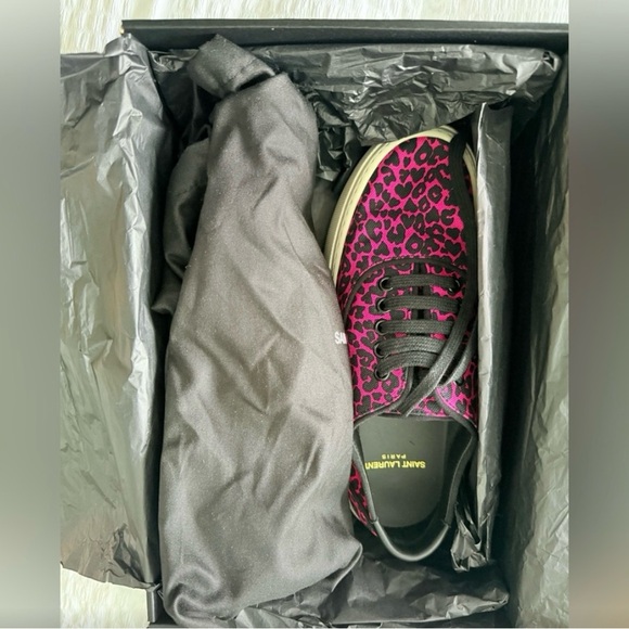Saint Laurent Canvas Pink Leopard Print Venice Sneakers 38 - YSL - Picture 6 of 8
